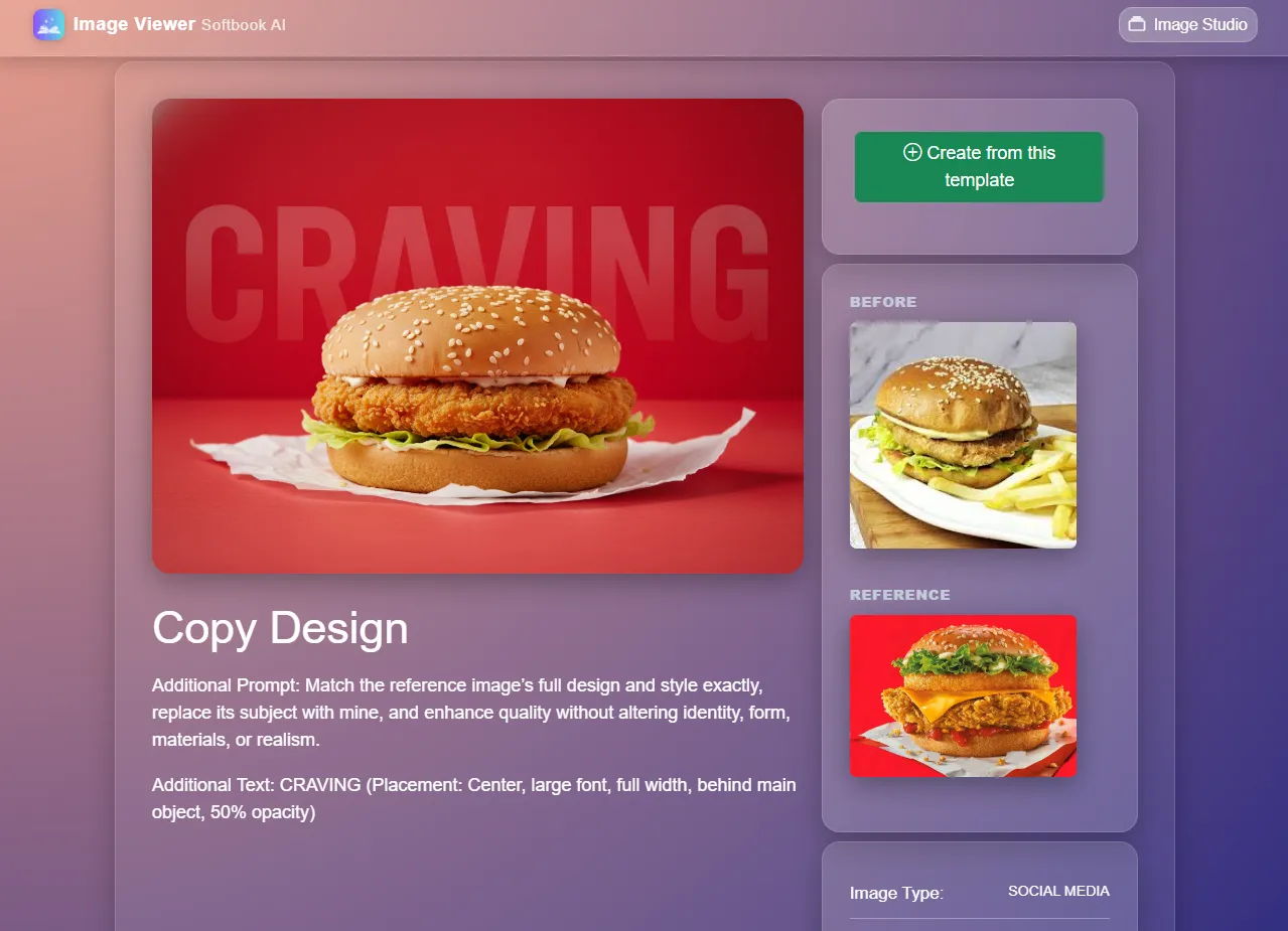Softbook AI Image Studio overview screenshot